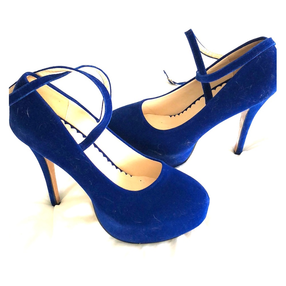 Blue Suede Ballerina Pumps